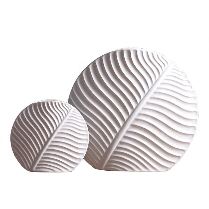 Nordic Minimalist Ceramic Leaf Vase – Elegant Home Decor