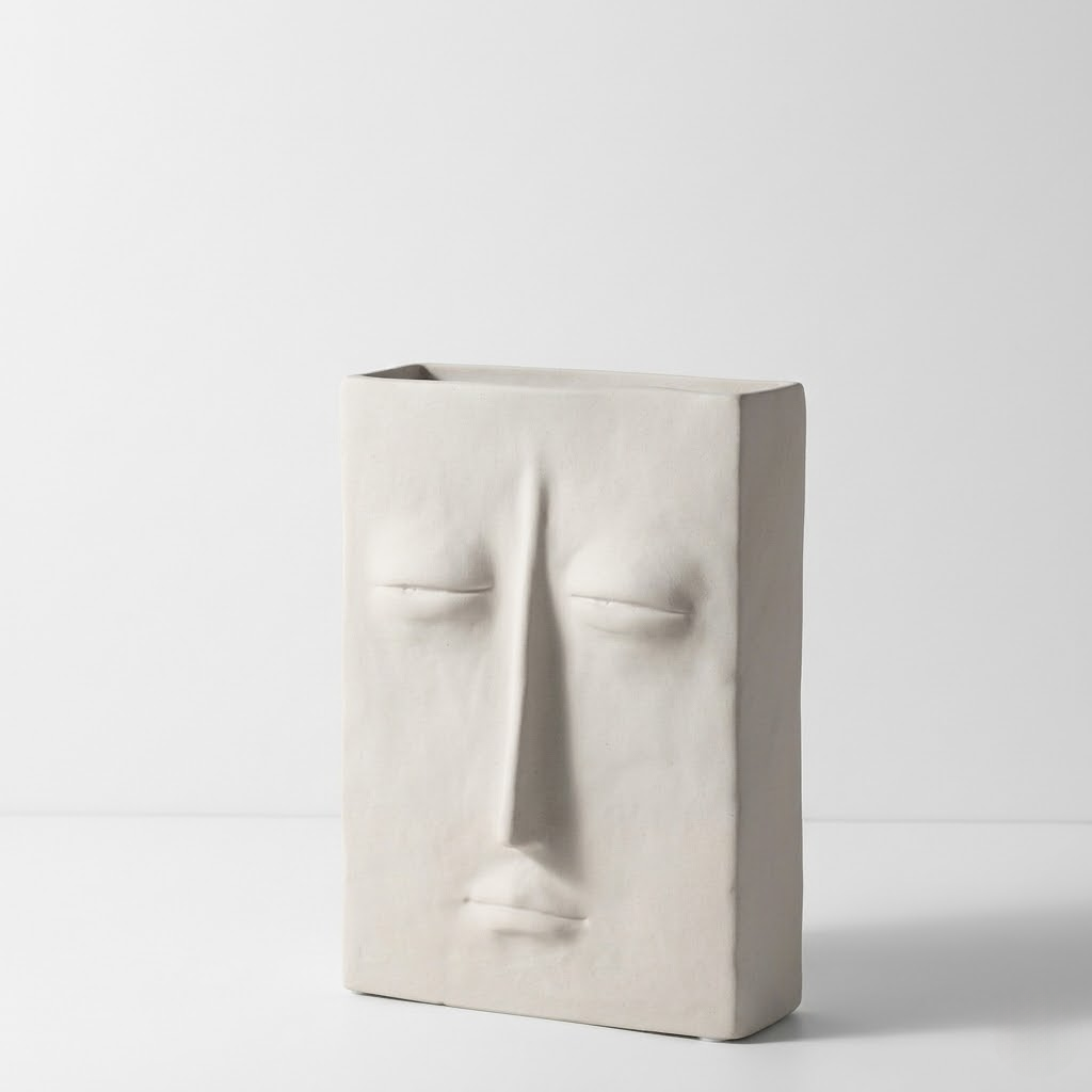 Artisanal Wabi-Sabi Ceramic Face Vase – Abstract Minimalist Home Decor